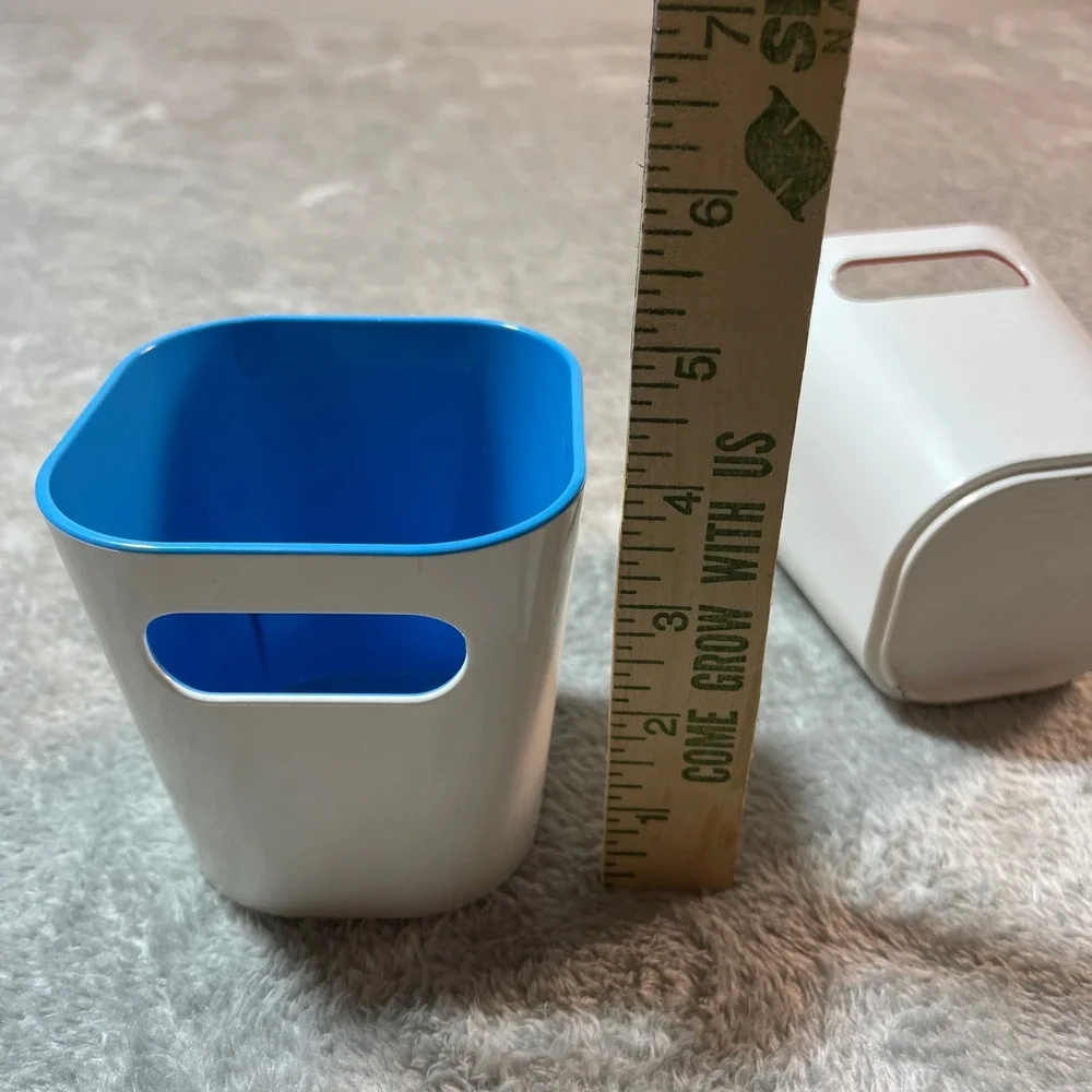 IKEA‎ Pen Holders Desk Organizers White Red Blue Storage Bins Set of 2